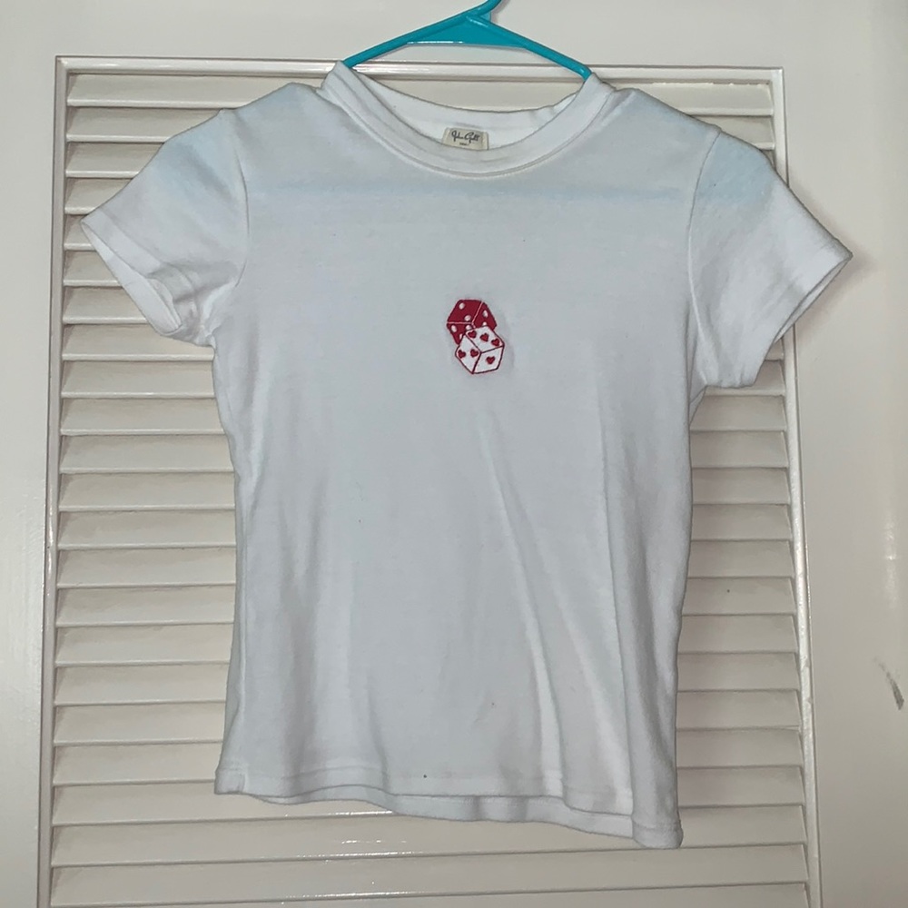 brandy melville/john galt white dice tee -one size